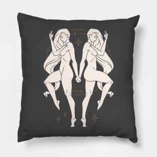 Astrological Symbol of Gemini as Women Illustration Pillow