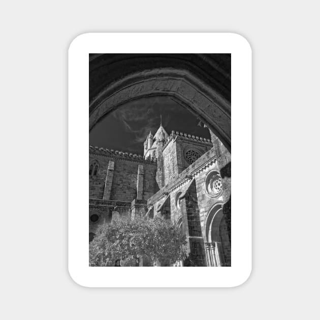 Evora Cathedral - Black and White Magnet by BrianPShaw