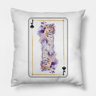 Leopard Head Jack Of Clubs Playing Card Pillow