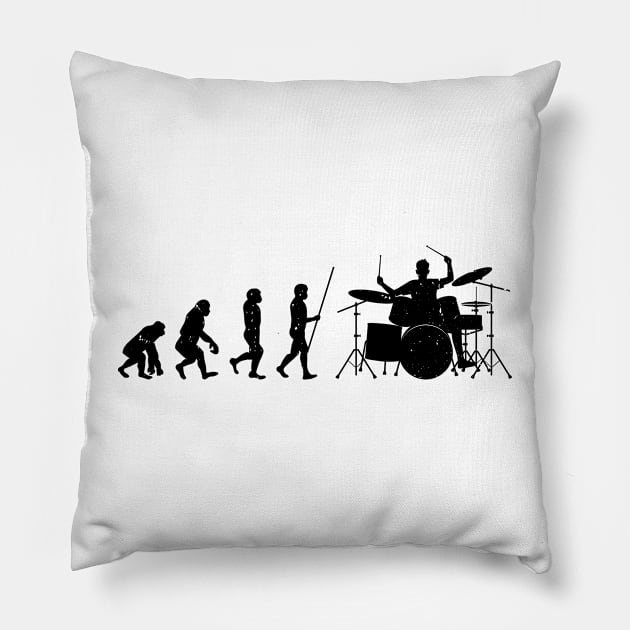 Funny Drummer Evolution Drumming Lover Drum Pillow by Wakzs3Arts