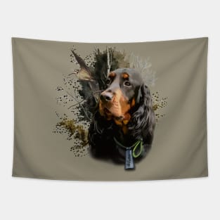 Gordon Setter with Woodcock Tapestry