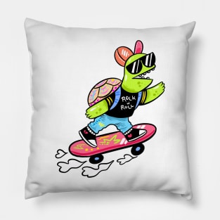 turtle rock n roll Pillow