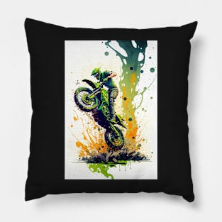 Dirt Bike Paint Splash Style Pillow