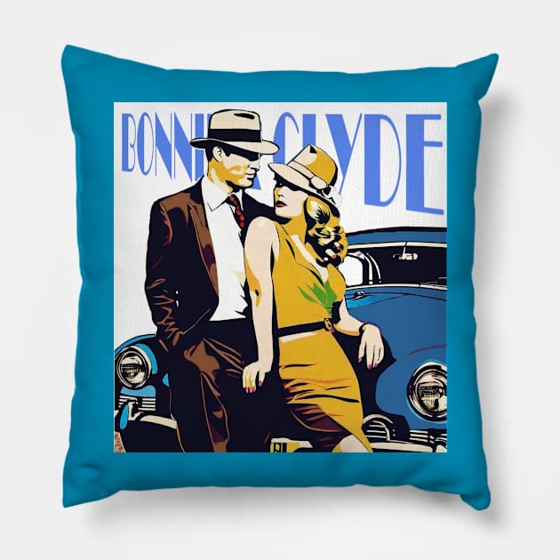 Bonnie and Clyde Pillow by A.i. Monster Designs