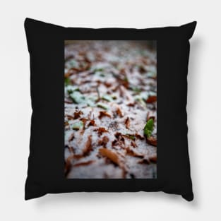 Leaves powdered with snow Pillow