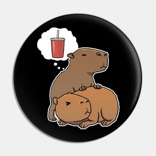 Capybara thirsty for a Soda Drink Pin