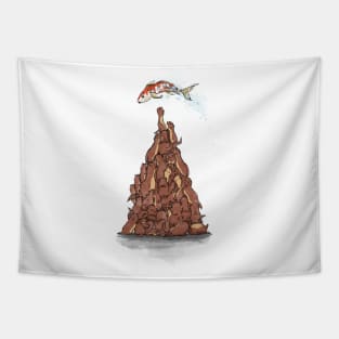 Otters Christmas Tree Shirt Tapestry