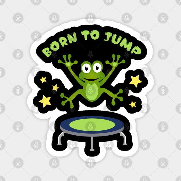 Funny and Cute Kids Birthday Trampoline Frog Design Magnet by Riffize