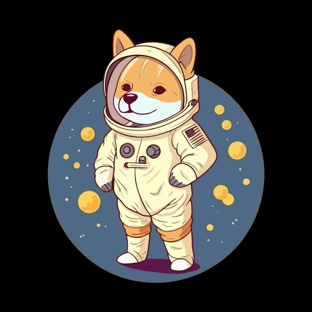 Doge Astronaut to the Moon with Dogecoin by roaneturnerstudios