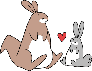 Kangaroo and Bunny Love Magnet