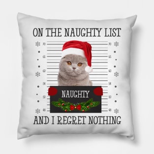 On The Naughty List, And I Regret Nothing Pillow