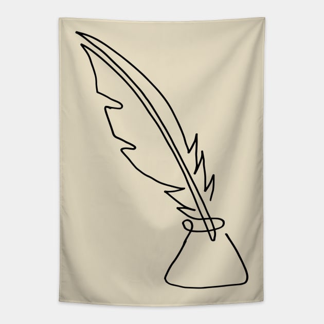 One line feather Tapestry by COLeRIC