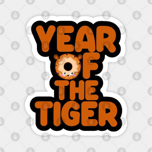 Kawaii Year Of The Tiger Donut Chinese New Year Magnet by TheAparrelPub