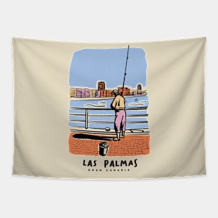 Fisherman in las palmas de Gran Canaria Canary Islands Spain travel Tapestry