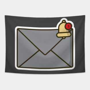 Mail Envelope with Notification New Message Sticker vector illustration. Office equipment icon concept. Office email letter in envelope sticker vector design with shadow. Tapestry