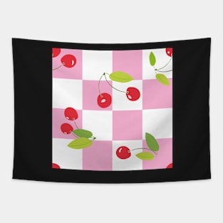 Pink Cherry Chess Tapestry