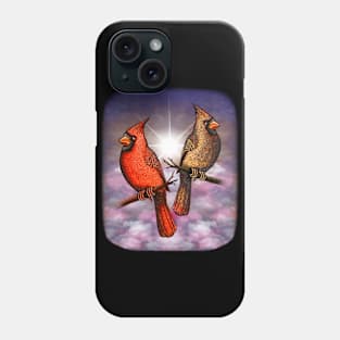 Red Cardinal bird cute red birds in love Phone Case