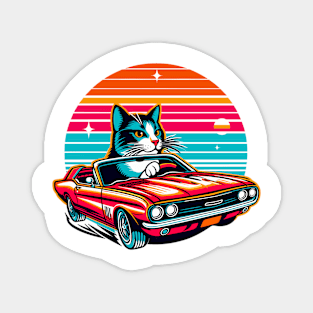 Funny Cat driving a car Magnet