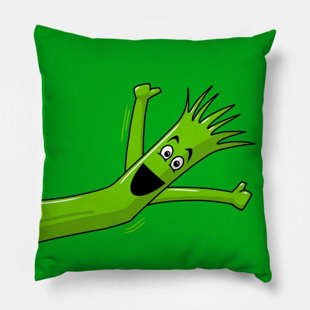 Green Wacky Waving Tube Man Portrait Pillow by y30artist