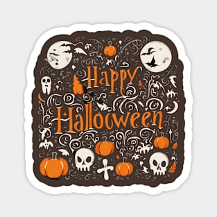 Happy Halloween typography poster with handwritten calligraphy text  illustration Magnet