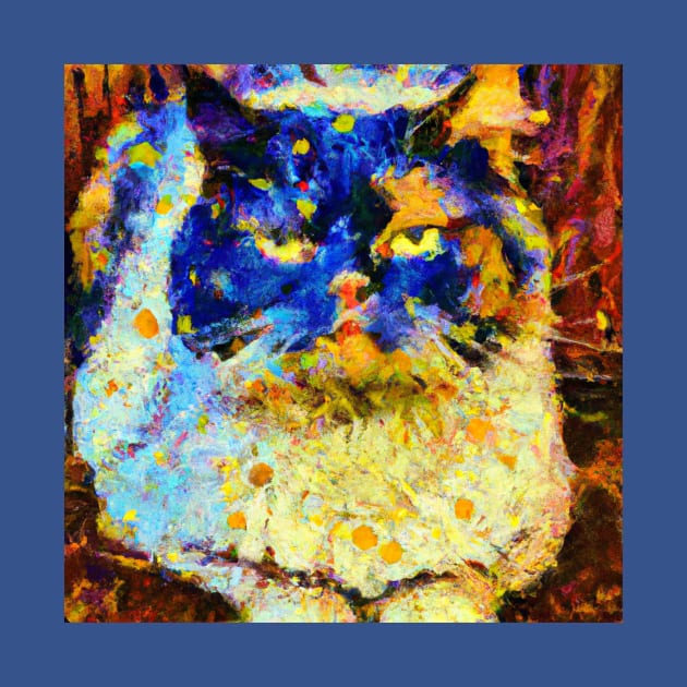 Blue Faced Cat in the Style of Van Gogh by Star Scrunch