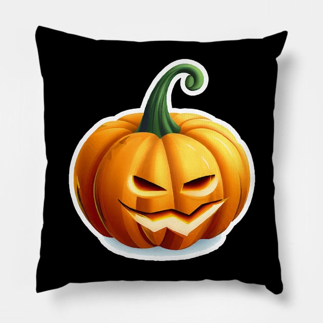 SCARY HALLOWEEN PUMPKIN Pillow by GERG DRAW