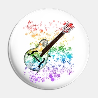 Mandolin Mandolinist Rainbow Colours Folk Musician Pin