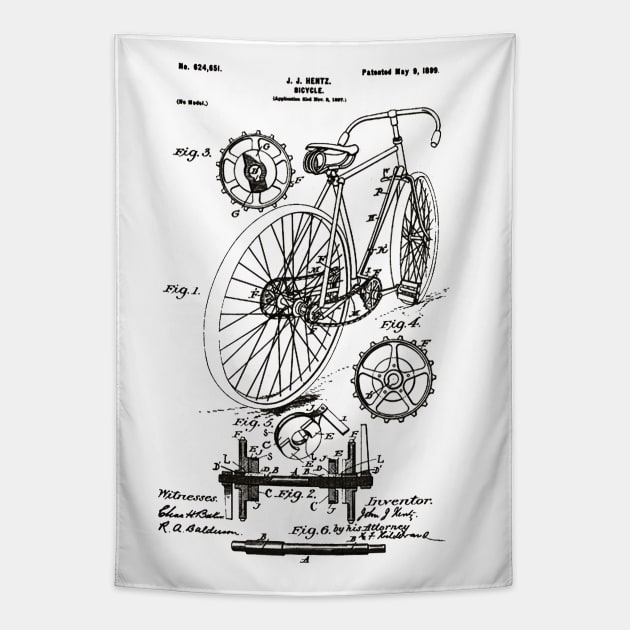 Bicycle Patent Black Tapestry by Luve