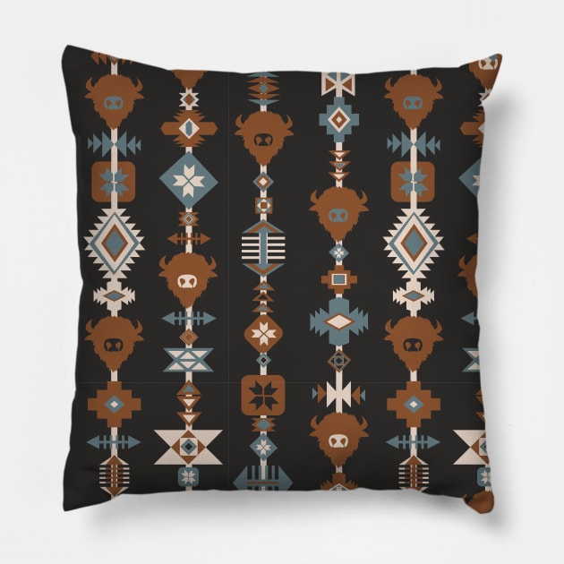 American Tribal Black Pillow by Sandra Hutter Designs