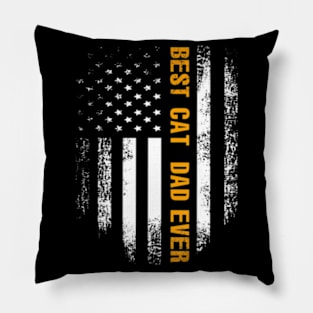 Best Cat Dad Ever American Flag Fathers Day Pillow