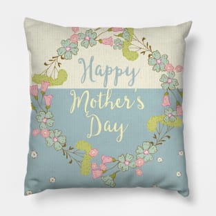 Happy Mother's Day 2021 - Cute Floral Greetings Card for Mother - Whimsical Art Pillow