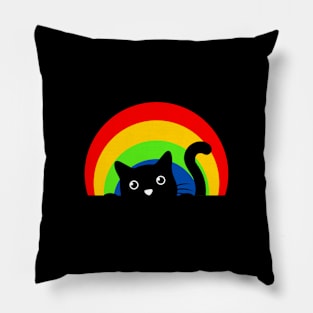 Cute Rainbow Cat Red Yellow Green Blue Funny Happy Witty Joke Sarcastic Spiritual Animal Birthday Gift Pillow