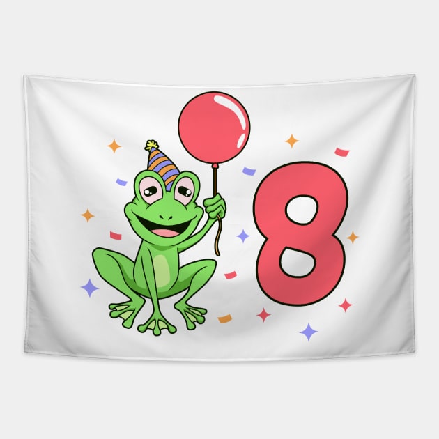 I am 8 with frog - kids birthday 8 years old Tapestry by Modern Medieval Design