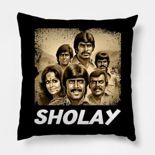 Sholays Epic Train Robbery Scene Pillow