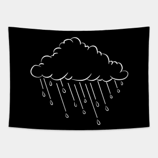 Rain Cloud Line Art Drawing Tapestry