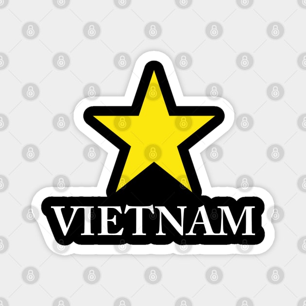 Vietnam Heritage - Proud Vietnamese Star - Minimalist Back Print Map Magnet by Pixel Threads 