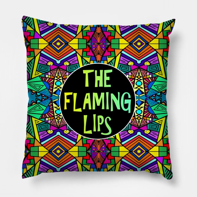 The Flaming Lips - Rainbow Pride Pattern Pillow by ShawnBallardDesigns