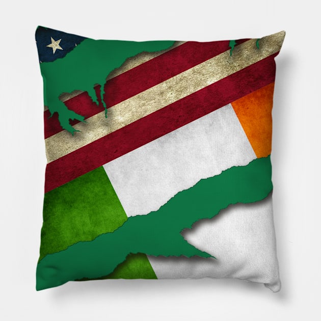 State Patty's Day Shirt - American Flag Irish Flag Pillow by sheepmerch