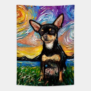 Short Hair Black and Tan Chihuahua Night Tapestry