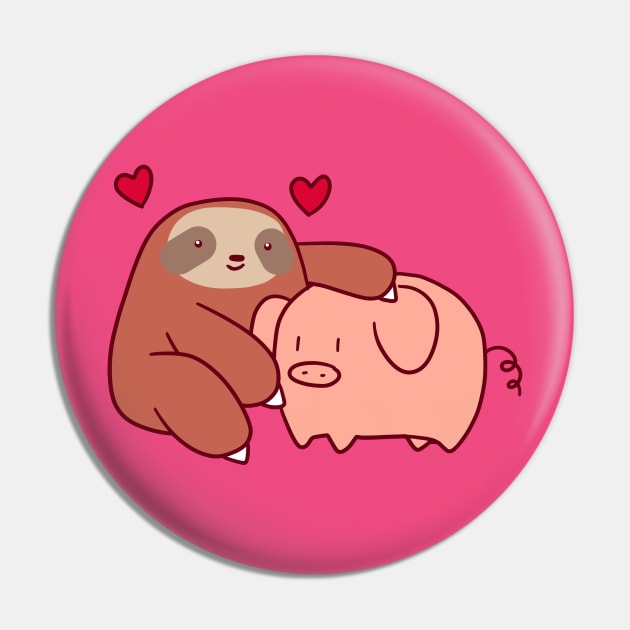 Sloth Loves Pig Pin by saradaboru