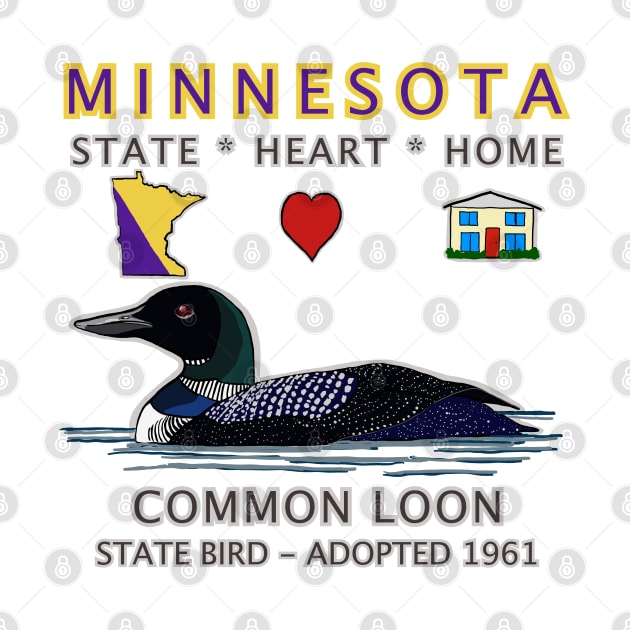 Minnesota - Common Loon - State, Heart, Home - state symbols by cfmacomber