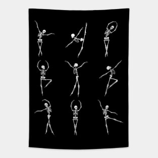 Skeleton Balerina, skelly dance, skeleton dance, happy skeleton, halloween skeleton, halloween, halloween skeleton dance, skelly halloween, spooky skull Tapestry