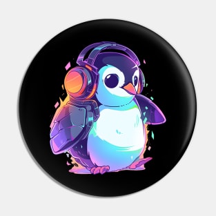 Cooler Penguin With Headphones Pin