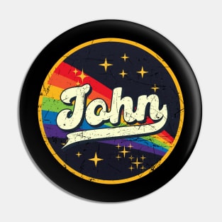 John // Rainbow In Space Vintage Grunge-Style Pin