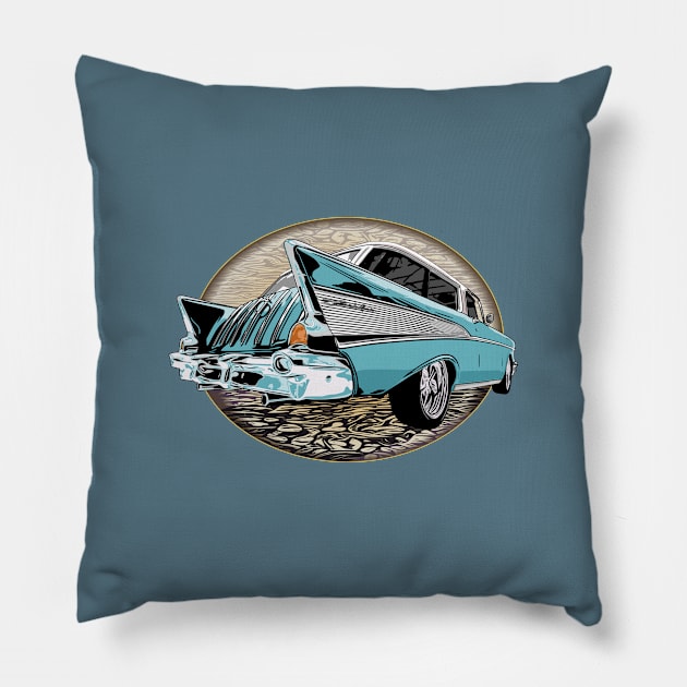 Blue 57 Chevrolet Nomad Pillow by ZoeysGarage