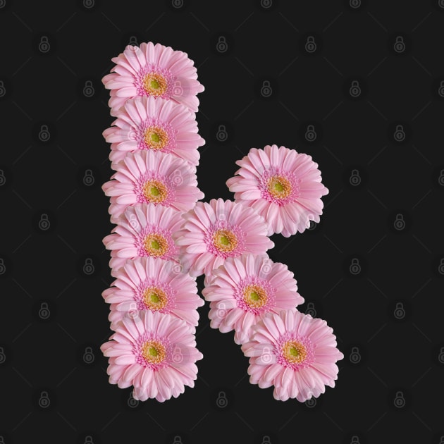 Letter k Pink Gerbera Daisy by ellenhenryart