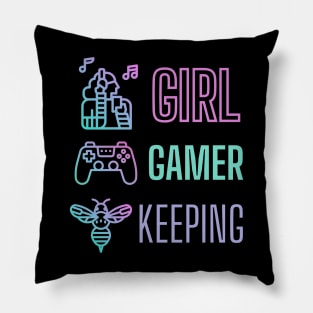 Girl Gamer Beekeeping Cute Design Pillow