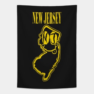 New Jersey Grunge Smiling Face Black Background Tapestry