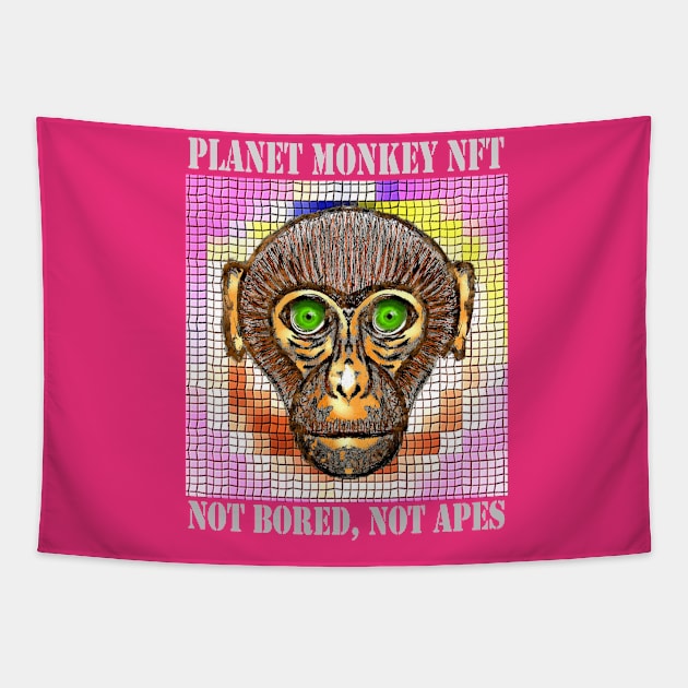 Planet Monkey Animals Not Bored Apes Tapestry by PlanetMonkey