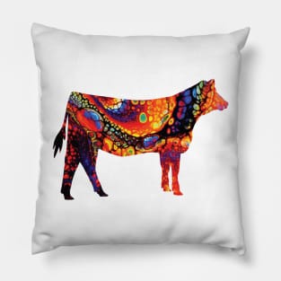 Livestock Farm Girl Show Heifer with Marble Background Pillow